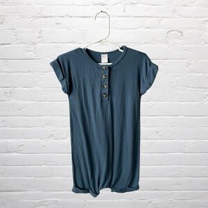 Lou Lou & Co // Harrison Blue Ribbed Henley Romper Size 4/5